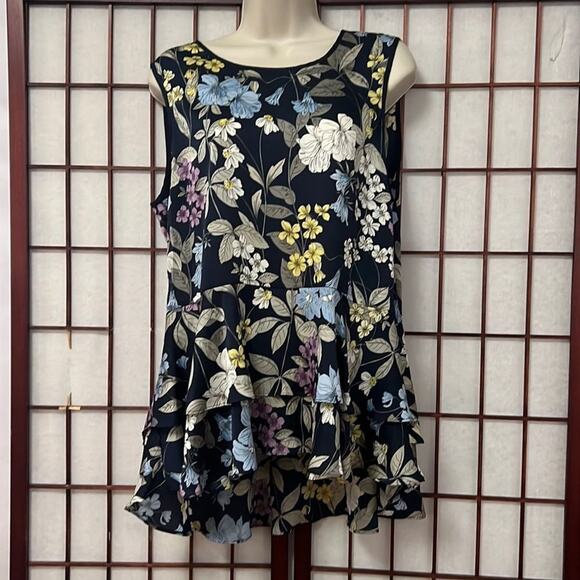 NWT VINTAGE CAMUTO FLORAL HIGH LOW TOP‎ SIZE L - Picture 1 of 8